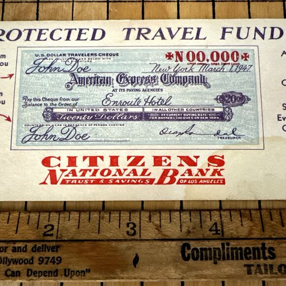 Citizen National Bank Los Angeles CA Early American Express Ink Blotter AMEX HTF - Picture 3 of 5